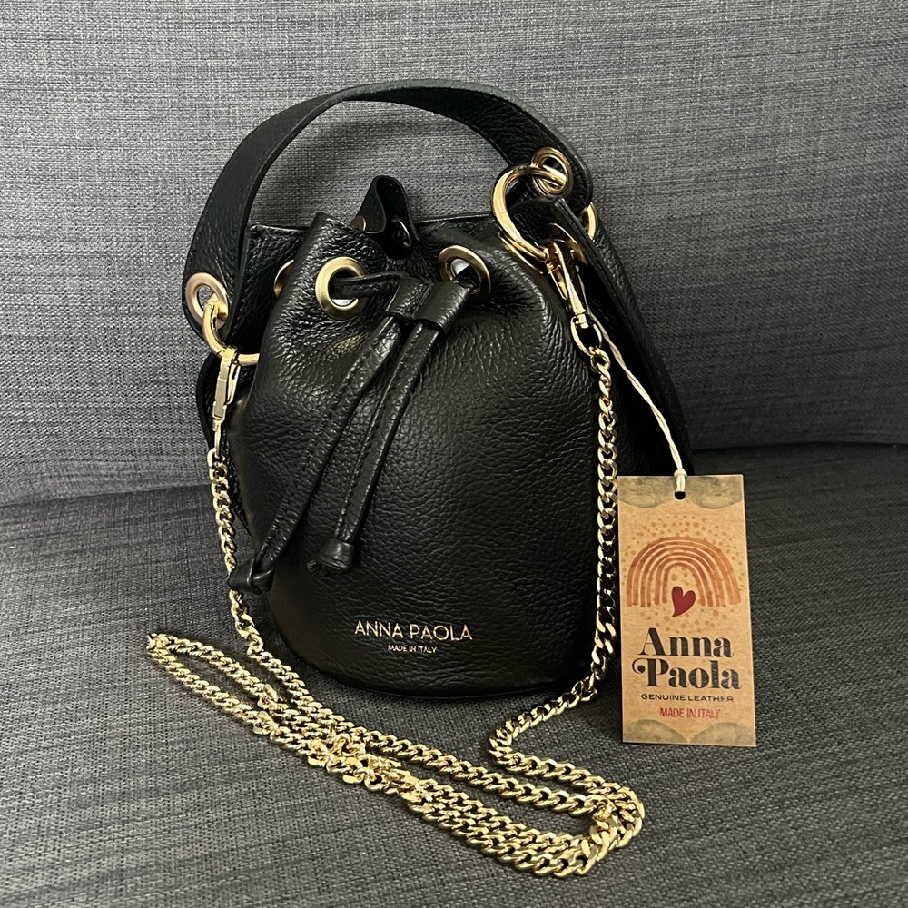 NWT ANNA PAOLA LEATHER BASKET HOBO SHOULDER BAG